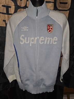 Supreme X Umbro Light Blue and White Zip-Up Men's Sweater